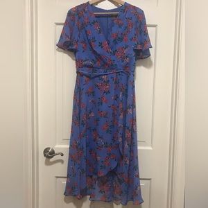 Like New! Vince Camuto—8P, Violet/Red/Multi Dress, Floral Print, Faux Wrap, H/L